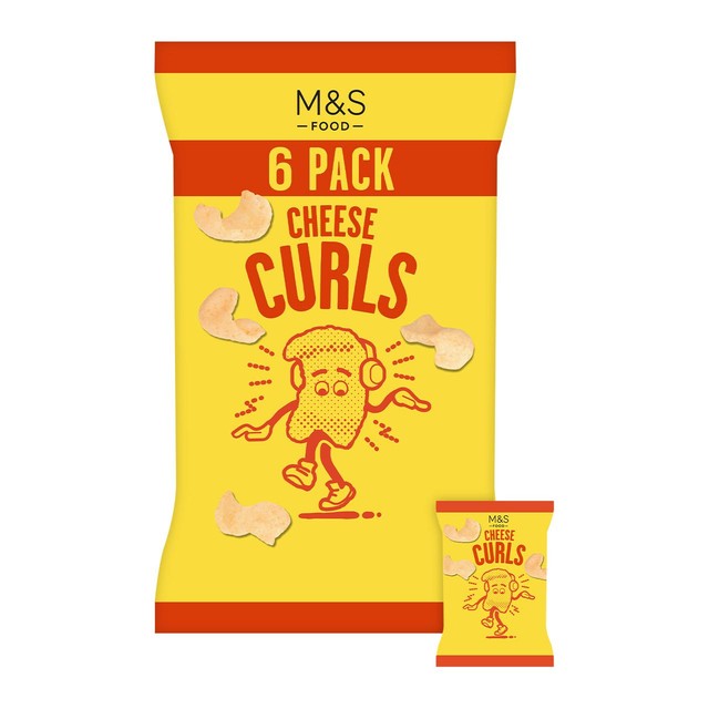 M&S cheese curls multipack 6 x 16g, imported from the UK
