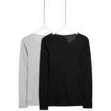 M&S Thermal Long Sleeve Tops Black Size 16, imported from the UK
