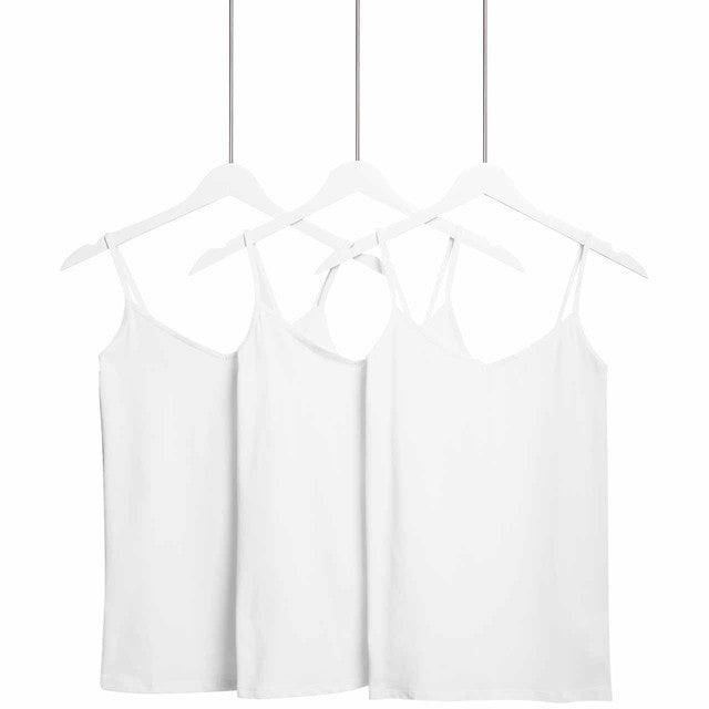 M&S women's cotton strappy vests white size 8 imported from the UK