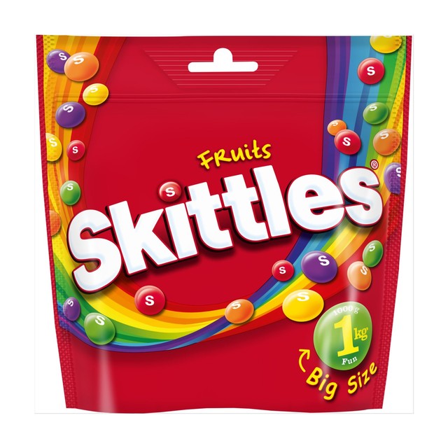 Skittles fruit flavoured chewy sweets 1000g (British brand)