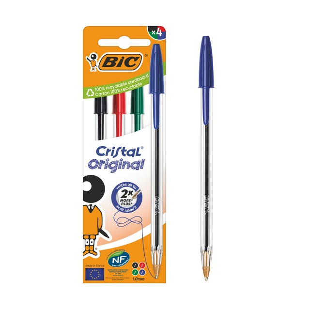 Bic Ballpoint Pens Assorted Colors Box of 4 - British product