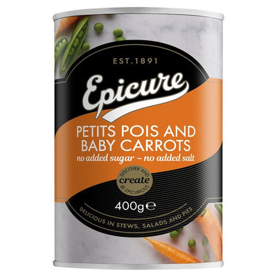 Epicure Petit Pois and Whole Baby Carrots in Water Canned Vegetables 400g
