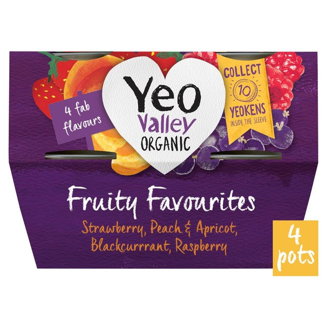 Yeo Valley organic fruity favourites yogurts assorted flavours 4x110g (British brand)