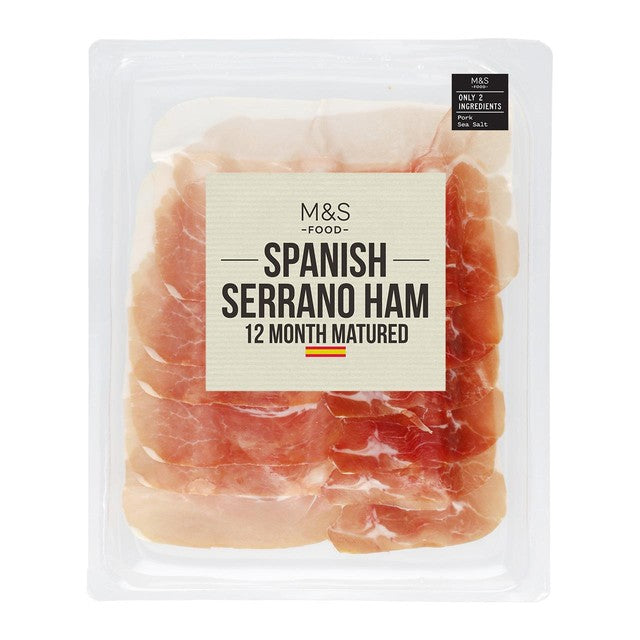 M&S Spanish Serrano Ham sliced dry cured 70g , imported from the UK