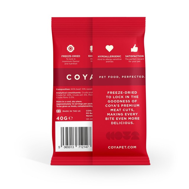 Coya Freeze-Dried Raw Adult Dog Treats Beef 40g - British product