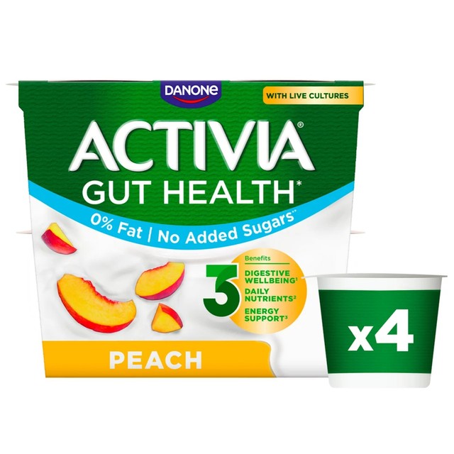Activia Peach Fat Free Yoghurt Multipack 4 x 115g - British product