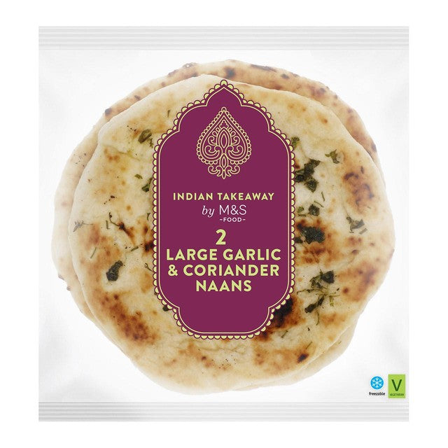 M&S garlic & coriander naan bread 260g, imported from the UK