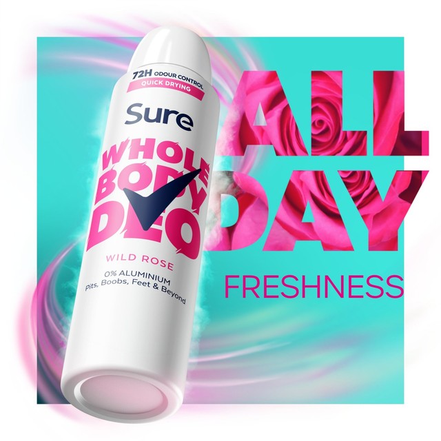 Sure Wild Rose deodorant spray 150ml (British brand)