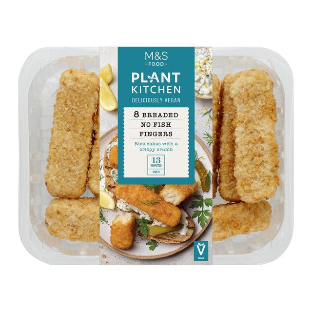 M&S vegan breaded fish fingers frozen 300g, imported from the UK