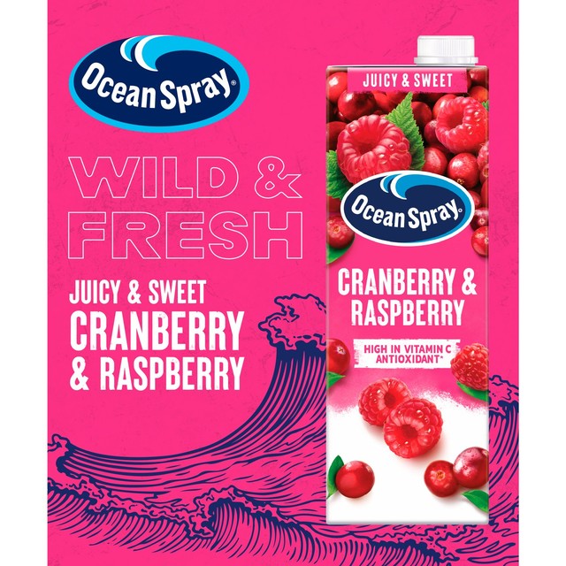 Ocean Spray cranberry raspberry juice drink 1L, imported from the UK