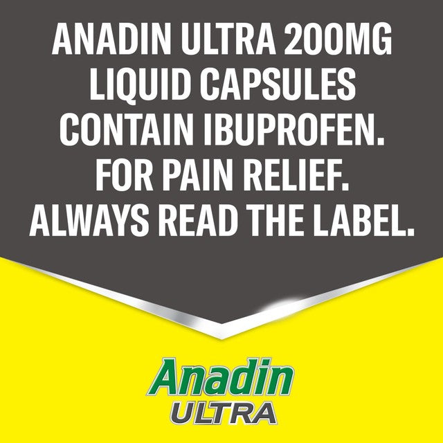 Anadin Ibuprofen pain relief liquid capsules 16 pack - British product