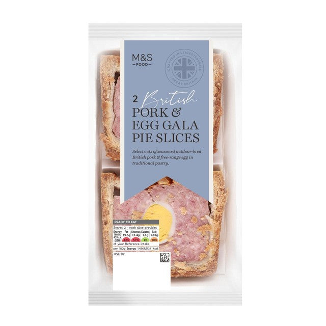 M&S pork & egg gala pie slices 235g, imported from the UK