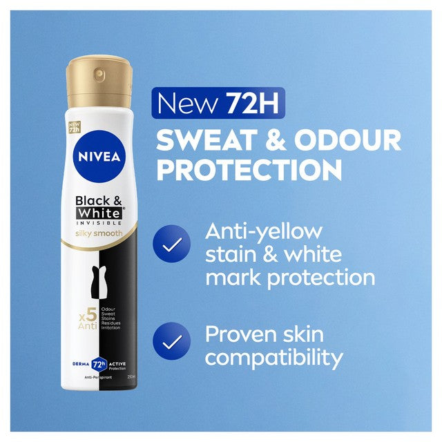 Nivea Black and White anti-perspirant spray 250ml, imported from the UK
