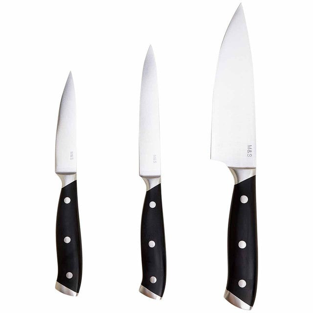M&S Triple Rivet Knives Silver Mix 3 per pack, imported from the UK