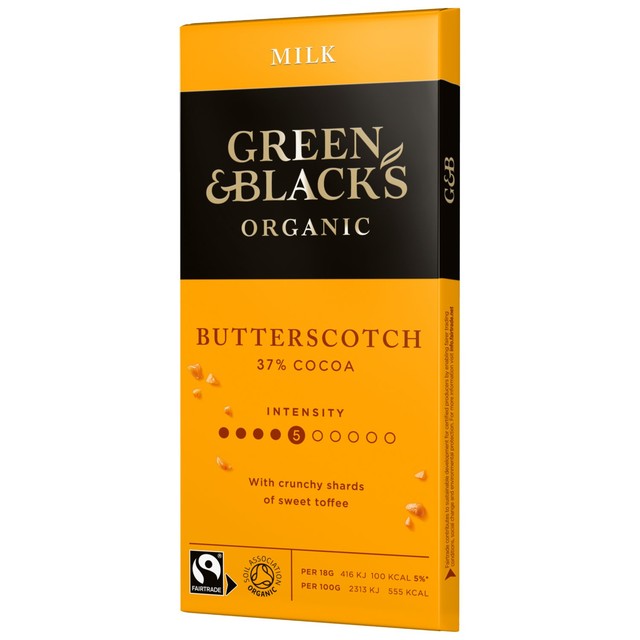 Green & Black's butterscotch milk chocolate bar 90g, UK version