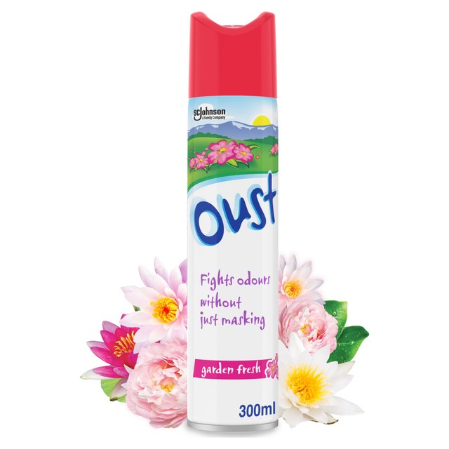 Oust Odour Eliminator Aerosol Garden Fresh 300ml, imported from the UK