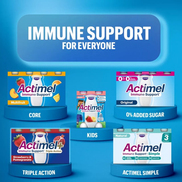Actimel strawberry blueberry yoghurt drink 12 x 100g multipack - British product