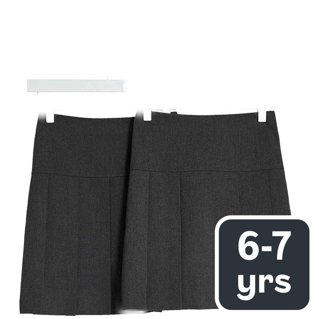 M&S pleated school skirt 2-pack 6-7 years grey, imported from the UK