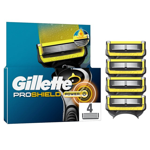 Gillette ProShield Power razor blades 4 pack - British product