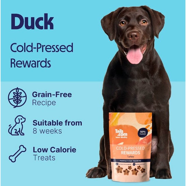 Tails cold pressed duck dog treats 70g pouch (British brand)