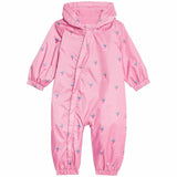 M&S girls strawberry hooded puddlesuit pink 9-12 months, imported from the UK