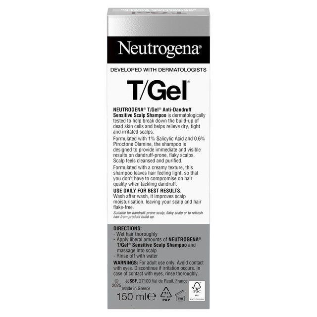 Neutrogena Anti-Dandruff Shampoo Sensitive Scalp 150ml, imported from the UK