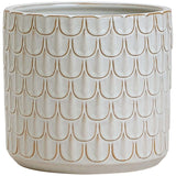 M&S medium white ceramic planter with scalloped texture, imported from the UK