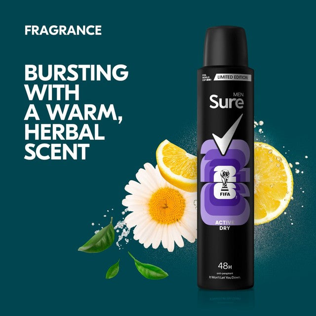 Sure men's Active Dry anti-perspirant deodorant spray 200ml (British brand)
