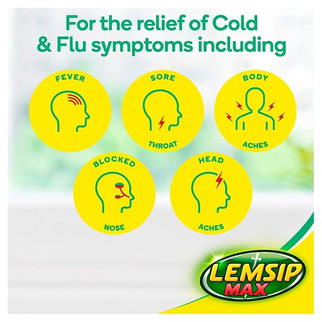 Lemsip cold and flu lemon sachets 10 sachets, UK version