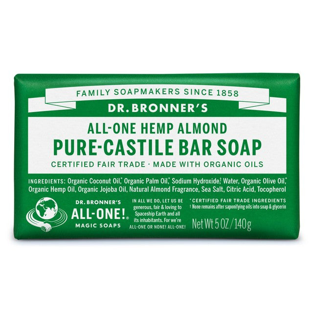 Dr Bronner almond soap bar 140g - British product
