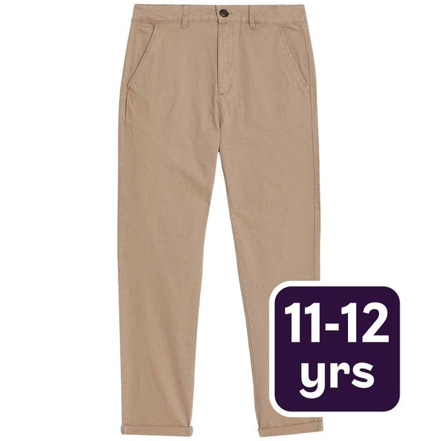 M&S boys cotton rich chinos Stone 11-12 years, imported from the UK