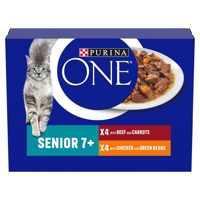 Purina One Senior cat food 8x85g, imported from the UK