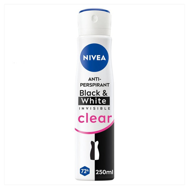 Nivea Black & White Anti-Perspirant Spray 250ml, imported from the UK