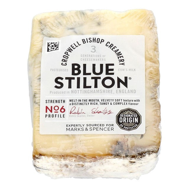 M&S Cropwell Bishop Blue Stilton cheese 200g, imported from the UK