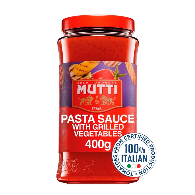 Mutti tomato and grilled vegetable pasta sauce no added sugar 400g, imported from the UK