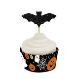 Anniversary House Halloween glitter bat cake toppers 12 per pack, UK version