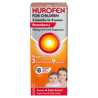 Nurofen for Children Ibuprofen Strawberry Children's Fever Relief Liquid 100ml
