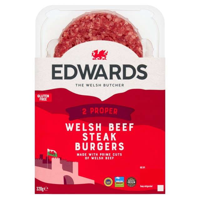 Edwards of Conwy Welsh beef steak burgers 320g - British product