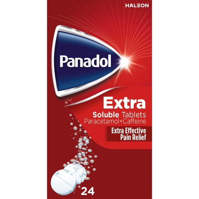 Panadol Extra Soluble paracetamol tablets 24 tablets, imported from the UK