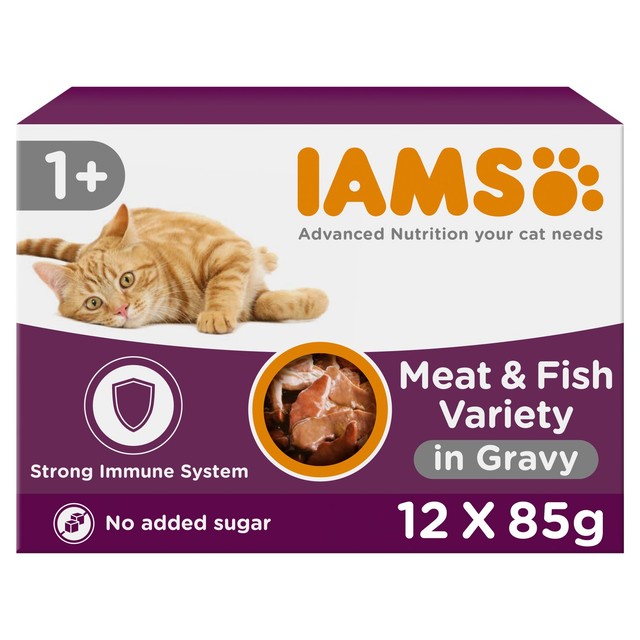 Iams wet cat food Land & Sea Gravy multipack 12x85g, UK version