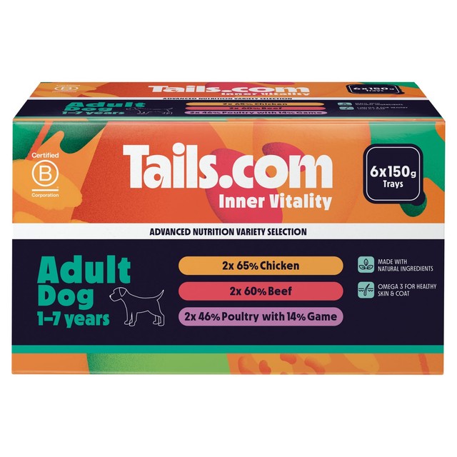 Tails wet dog food variety multipack 6 x 150g (British brand)