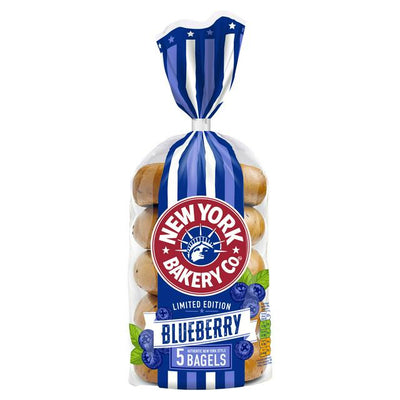 New York Bakery Co Blueberry Authentic New York Style Bagels x5