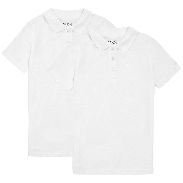 M&S girls slim fit polo shirt 2-pack 12-13Y, imported from the UK