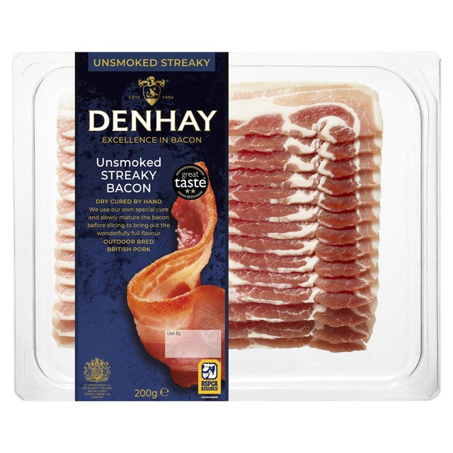 Denhay Dry Cured Unsmoked Streaky Bacon 200g - British product