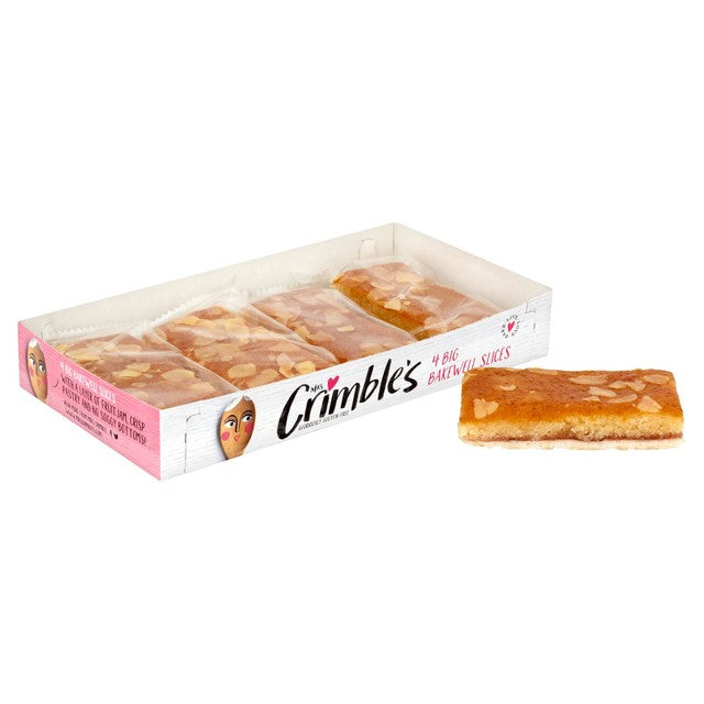 Mrs Crimble's almond flavoured Bakewell slices 4 x 50g, imported from the UK