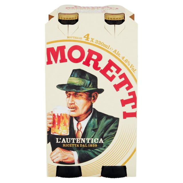 Birra Moretti lager beer bottles 4x330ml - British product