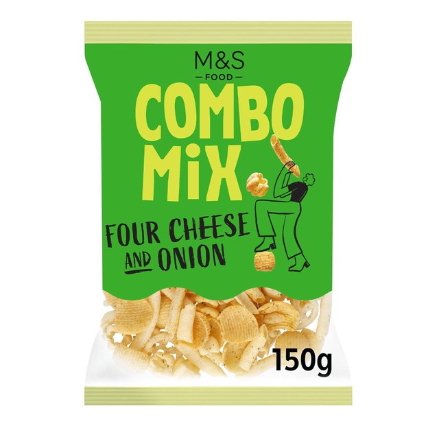 M&S Four Cheese and Onion shaped potato snacks 150g, imported from the UK
