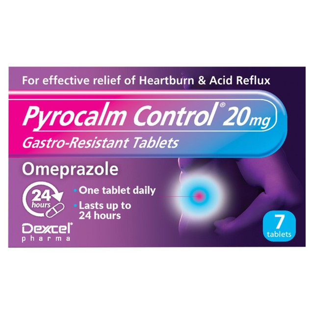 Pyrocalm Control Omeprazole Heartburn Tablets 7 tablets, imported from the UK