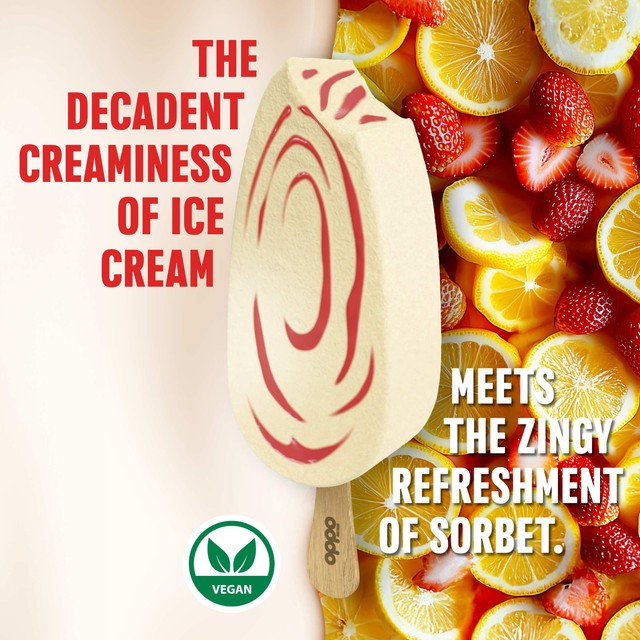 Oppo lemon & strawberry sorbetto sticks 3 x 90ml, imported from the UK