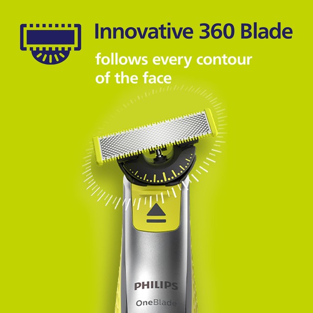 Philips OneBlade 360 face replacement blades 3 pack, imported from the UK